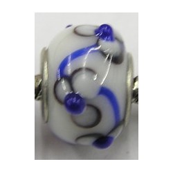 Pandostyle kraal 14mm wit met blauw