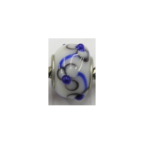 Pandostyle kraal 14mm wit met blauw