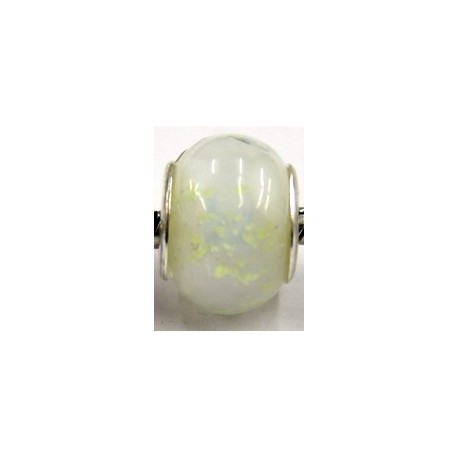 Pandorastyle kraal wit glow in the dark p.st