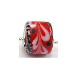 Pandorastyle 3mm gat rood zw/wit motief