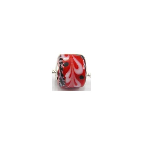 Pandorastyle 3mm gat rood zw/wit motief