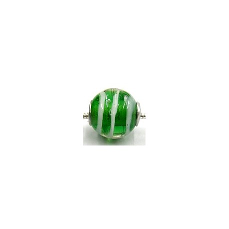 Pandorastyle kr. 3mm gat 15mm rond groen/wit