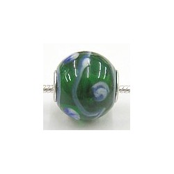 Pandorastyle kr. 3mm gat 15mm rond tr.groen/bewerk