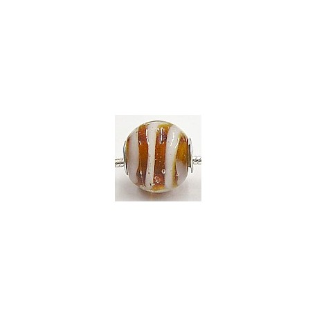 Pandorastyle 3mm gat 15mm rond bruin/wit