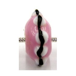 Pandorastyle kr. 3mm gat 12x20mm schijf roze/wit/z