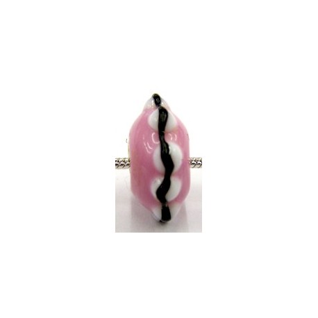 Pandorastyle kr. 3mm gat 12x20mm schijf roze/wit/z