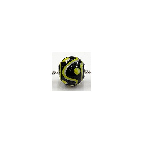 Pandorastyle kr. 3mm gat 15mm rond zwarty/geel