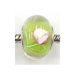 Pandorastyle kraal tr.l.groen rose bloem