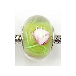Pandorastyle kraal tr.l.groen rose bloem