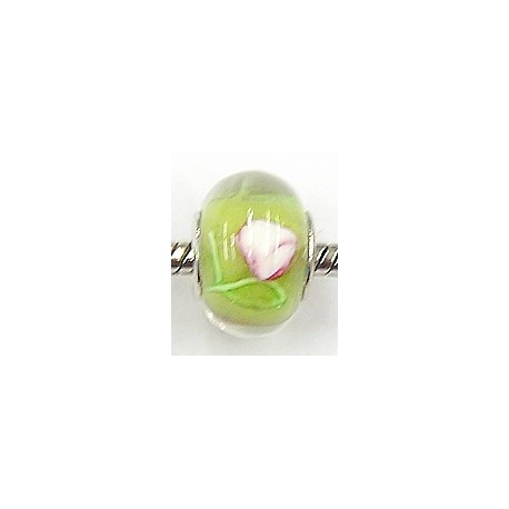 Pandorastyle kraal tr.l.groen rose bloem