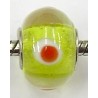 Pandorastyle kraal tr.geel met rood/witte stip