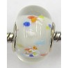 Pandorastyle kraal tr.wit met multicolor stippen