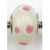 Pandorastyle kraal melkwit met wit/rose stippen