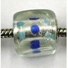 Pandorastyle kr.vierkant zilverf.blauwe stippen