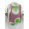 Pandorastyle kraal roze met lime stippen