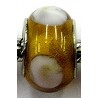 Pandorastyle kraal cognac met witte stippen