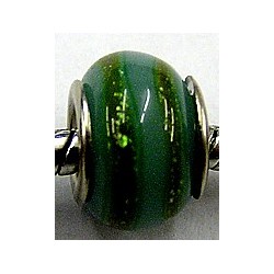 Pandorastyle kraal mint twee gouden glitter str.