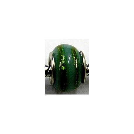 Pandorastyle kraal mint twee gouden glitter str.