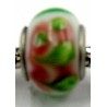 Pandorastyle kraal wit met lime-roze roos