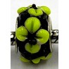Pandorastyle kraal zwart met gele bloemen