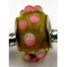 Pandorastyle kraal geel transparant roze puntjes
