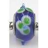 Pandorastyle kraal blauw met groene bloemen