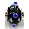 Pandorastyle kraal zwart met licht- en donkerblauw