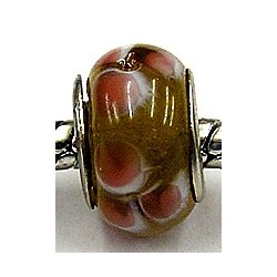 Pandorastyle kraal cognac transparant roze bloem