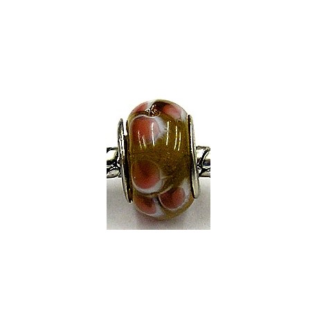 Pandorastyle kraal cognac transparant roze bloem