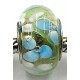 Pandorastyle kraal transparant aqua-witte bloem