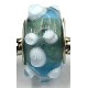 Pandorastyle kraal licht aqua transp. witte punt