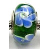 Pandorastyle kraal donkergroen wit-blauwe bloem