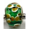 Pandorastyle kraal donkergroen wit-bruine bloem