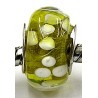 Pandorastyle kraal pageelgroen witte bloemen