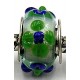 Pandorastyle kraal transp groen/blauwe bloemen