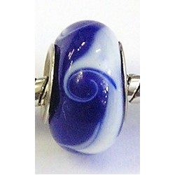 Pandorastyle kraal blauw witte strepen