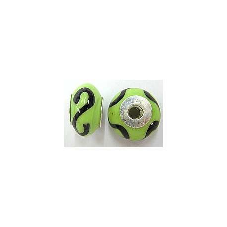 Pandorastyle 18mm groen/zwart 925 zilverkern