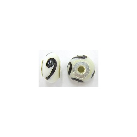 Pandorastyle 18mm wit/zwart 925 zilverkern