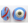 Pandorastyle 17mm l.blauw/rood 925 zilverkern