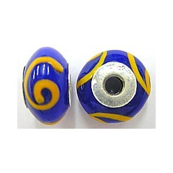 Pandorastyle 18mm blauw/oranje 925 zilverkern