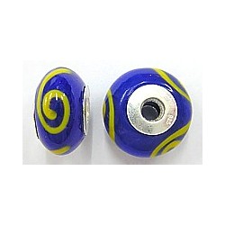 Pandorastyle 18mm blauw/oranje 925 zilverkern