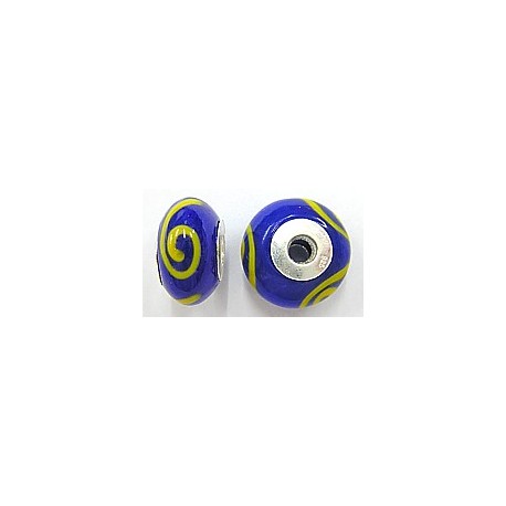 Pandorastyle 18mm blauw/oranje 925 zilverkern