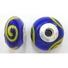 Pandorastyle 18mm blauw/oranjegeel 925 zilverkern