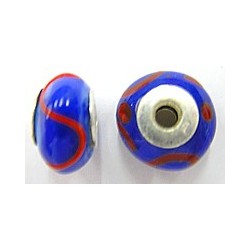 Pandorastyle 17mm blauw/rood 925 zilverkern