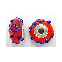 Pandorastyle 18mm rood/blauw 925 zilverkern