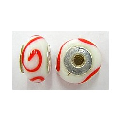 Pandorastyle 18mm wit/rood 925 zilverkern