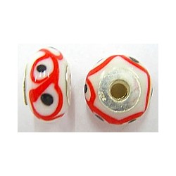 Pandorastyle 18mm wit/rood 925 zilverkern