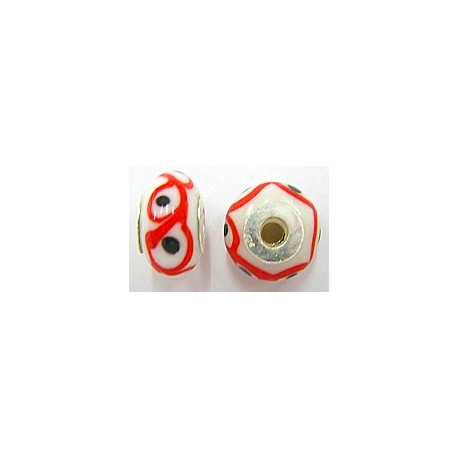 Pandorastyle 18mm wit/rood 925 zilverkern