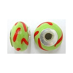 Pandorastyle 18mm l.groen/rood 925 zilverkern