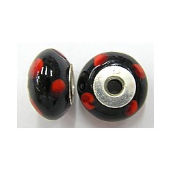 Pandorastyle 18mm zwart/rood 925 zilverkern